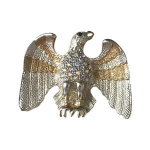 Vintage Crystal Encrusted Golden Eagle Brooch